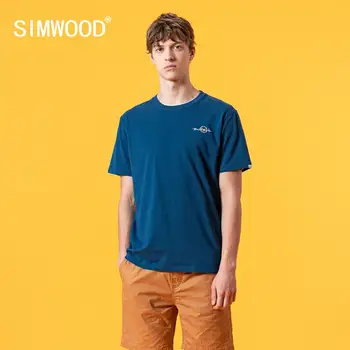 SIMWOOD логотип печати 100% хлопок дышащая футболка мужская плюс размер повседневные топы высококачественная брендовая одежда футболка SJ170551