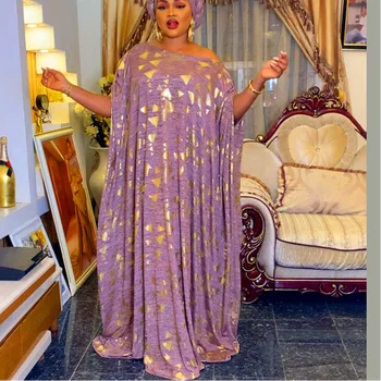 Африканские платья для Женщин Vetement Femme 2023 Летние Дашики с Золотой Печатью Boubou Robe Africain Femme Abaya Дубайское Длинное Платье-Кафтан