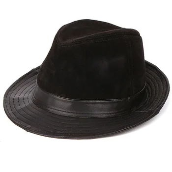 Мужская шапка из овчины, мужские модные Фетровые шляпы из натуральной кожи, кепка для взрослых, Ковбойская шляпа с широкими полями, 3 цвета B-7242