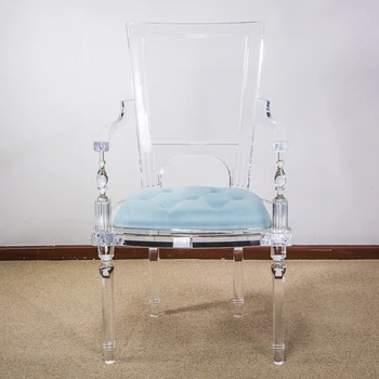 Новый стиль акрилового стула, Прозрачная мебель, Акриловый обеденный стул от производителя класса люкс, современный стол и стул с прозрачной подушкой