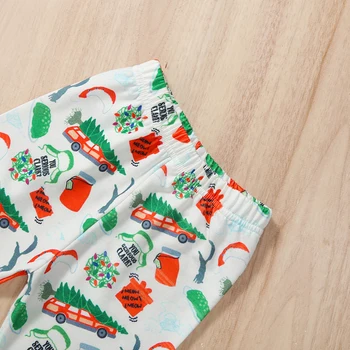 Рождественские наряды для маленьких девочек из 2 предметов, шляпа с длинными рукавами, Топы с буквенным принтом, расклешенные брюки, комплект одежды для малышей